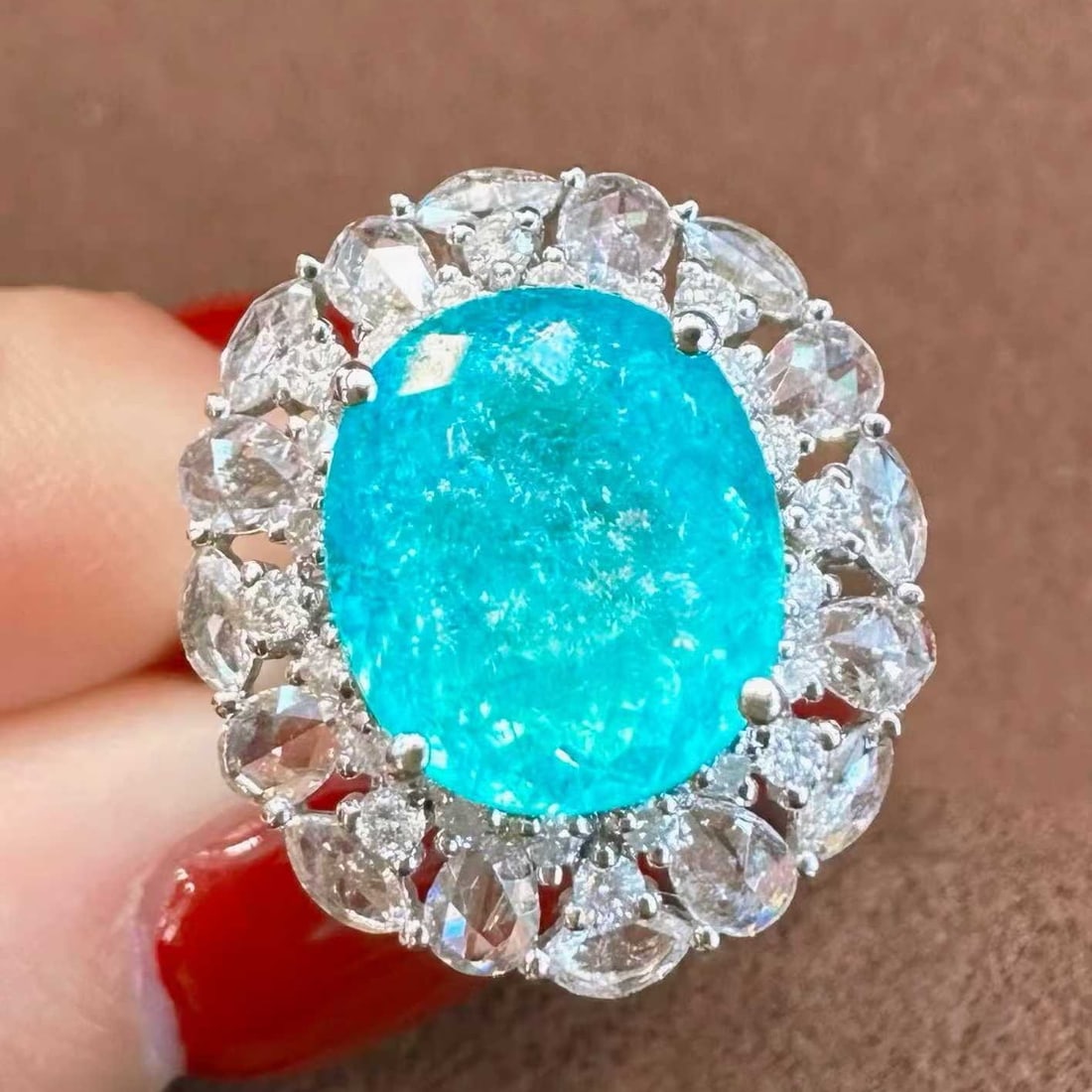14k Gold 5.53 Ctw Natural Paraiba Tourmaline & Diamond Ring/pendant( Without Chain ) - 2