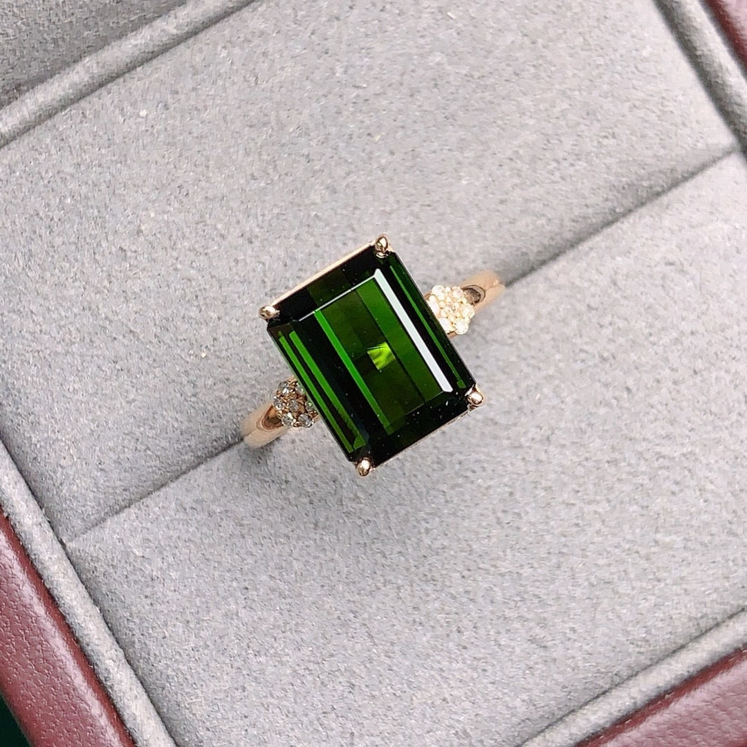 14k Gold 5.52 Ctw Natural Tourmaline & Diamond Ring - 3