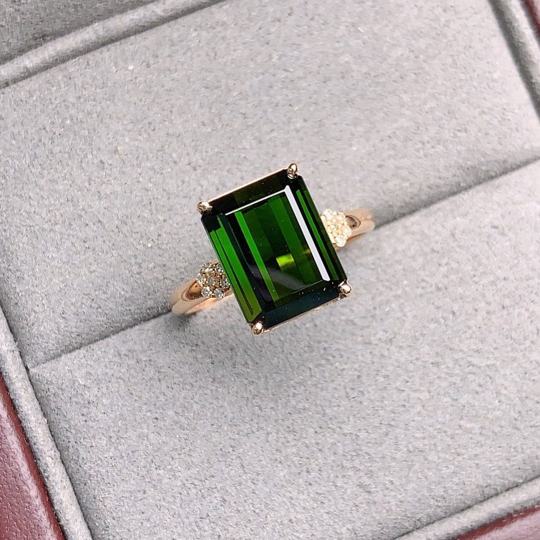 14k Gold 5.52 Ctw Natural Tourmaline & Diamond Ring - 4
