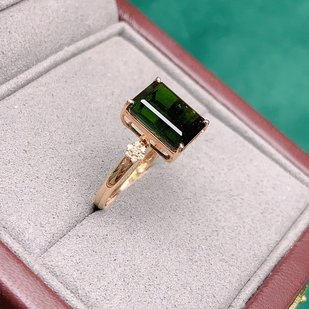 14k Gold 5.52 Ctw Natural Tourmaline & Diamond Ring - 5
