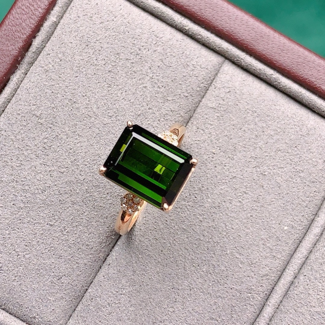 14k Gold 5.52 Ctw Natural Tourmaline & Diamond Ring - 6