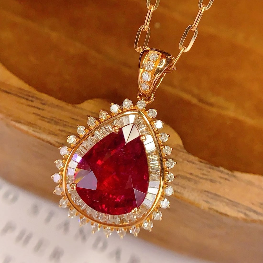 14k Gold 3.3 Ct Natural Tourmaline & Diamond Pendant( Without Chain ) - 2
