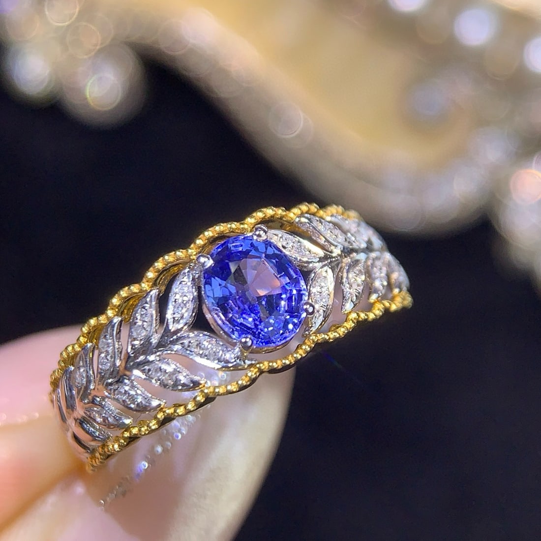 14k Gold 1 Ct Natural Sapphire & Diamond Ring - 7