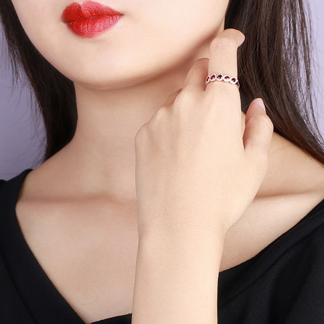 14k Gold 0.67 Ctw Natural Ruby & Diamond Ring - 5