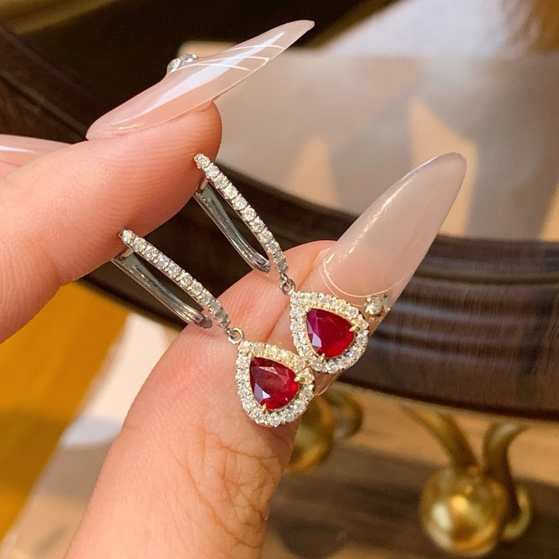 14k Gold 1.42 Ctw Natural Ruby & Diamond Earrings - 4