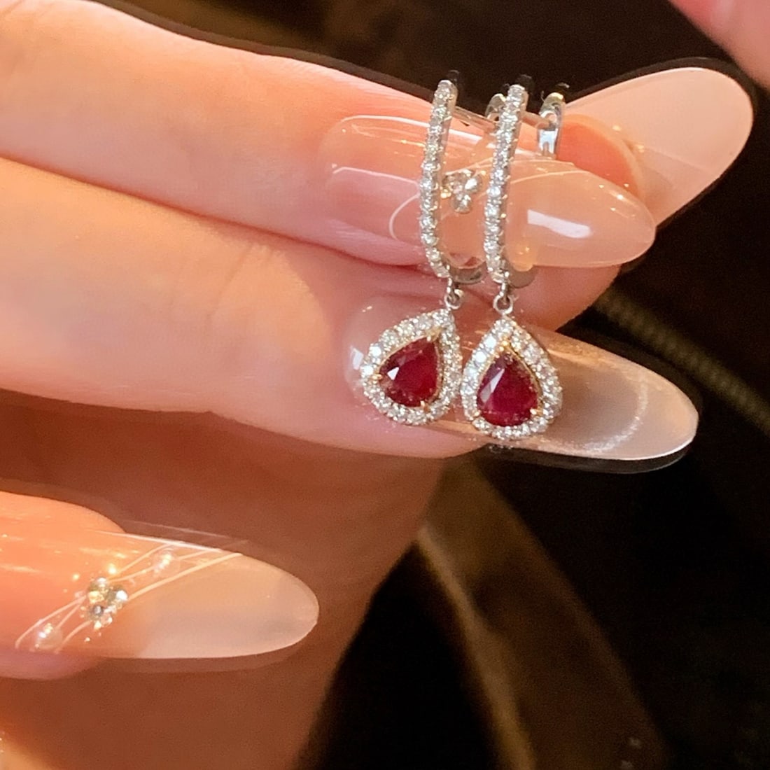 14k Gold 1.42 Ctw Natural Ruby & Diamond Earrings - 5