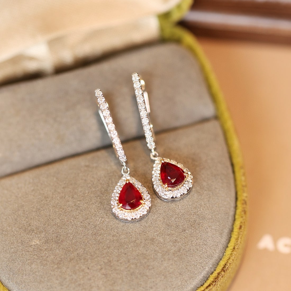 14k Gold 1.42 Ctw Natural Ruby & Diamond Earrings - 6