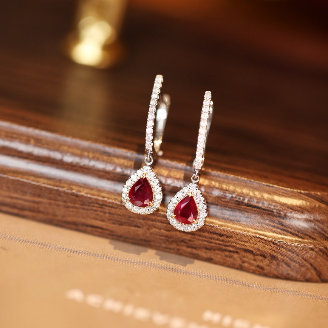 14k Gold 1.42 Ctw Natural Ruby & Diamond Earrings - 7