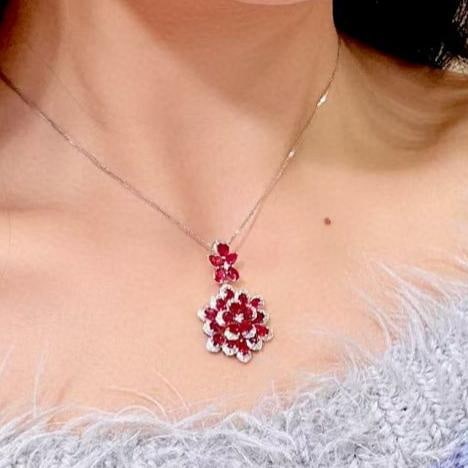 14k Gold 5.67 Ctw Natural Ruby & Diamond Pendant( Without Chain ) - 4