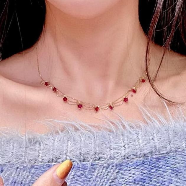 14k Gold 3.05 Ct Natural Ruby Necklace - 4