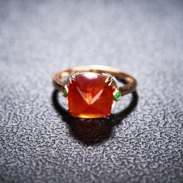 14k Gold 8.66 Ct Natural Spessartine & Tsavorite Ring - 3