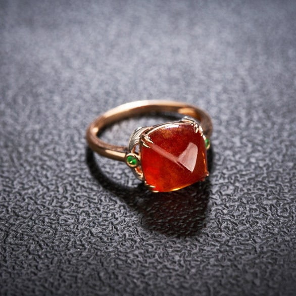 14k Gold 8.66 Ct Natural Spessartine & Tsavorite Ring - 5