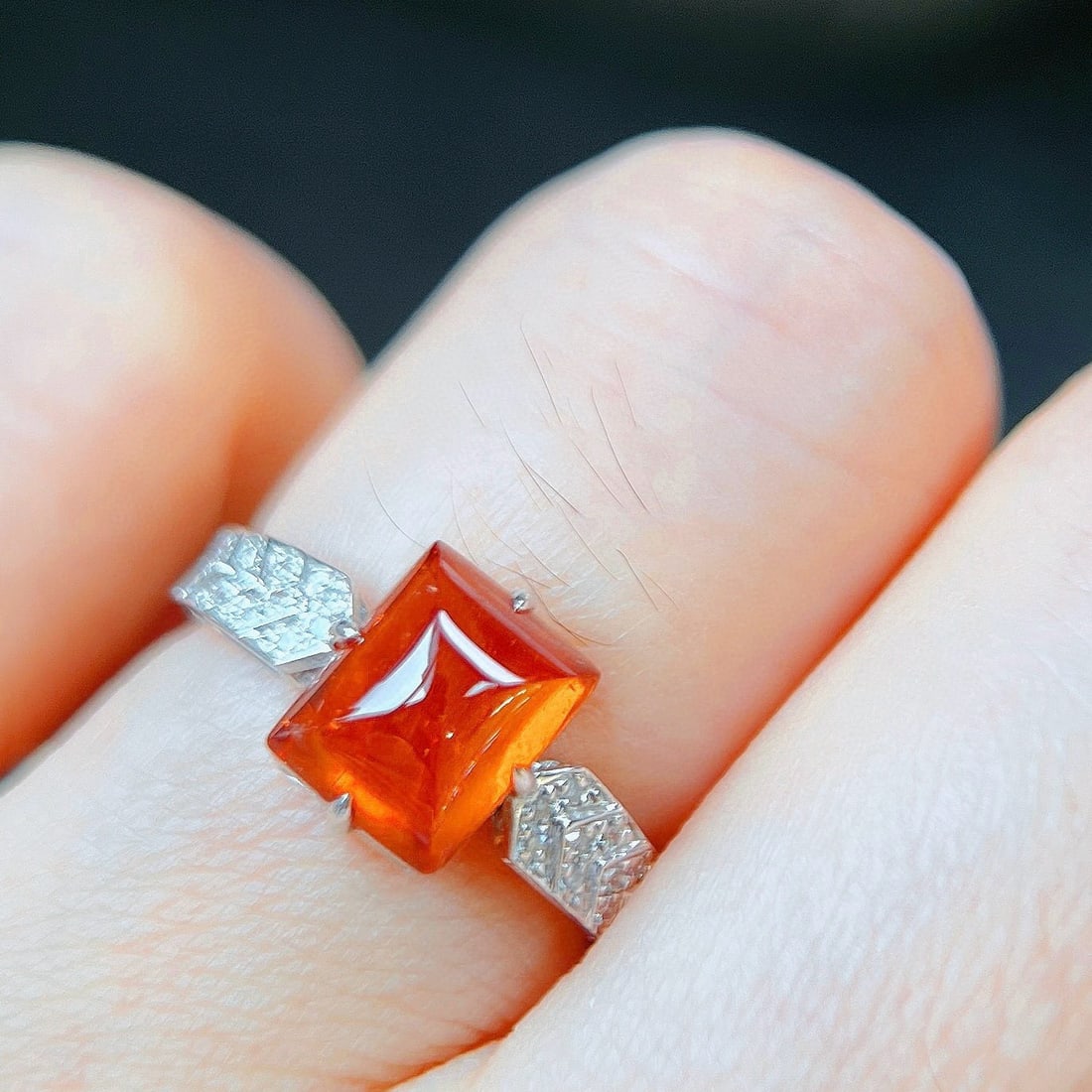 14k Gold 3.68 Ctw Natural Spessartine & Diamond Ring - 8