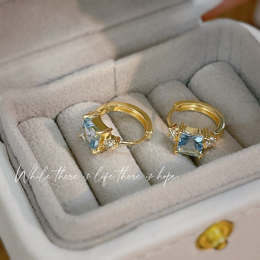 14k Gold 1.6 Ctw Natural Aquamarine & Diamond Earrings - 3