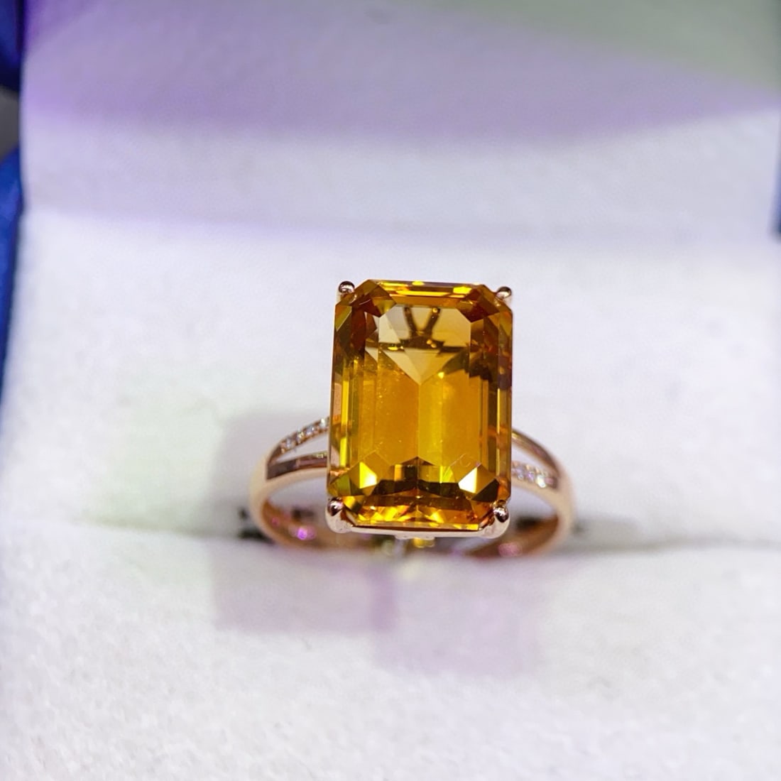 14k Gold 7.33 Ctw Natural Citrine & Diamond Ring - 4