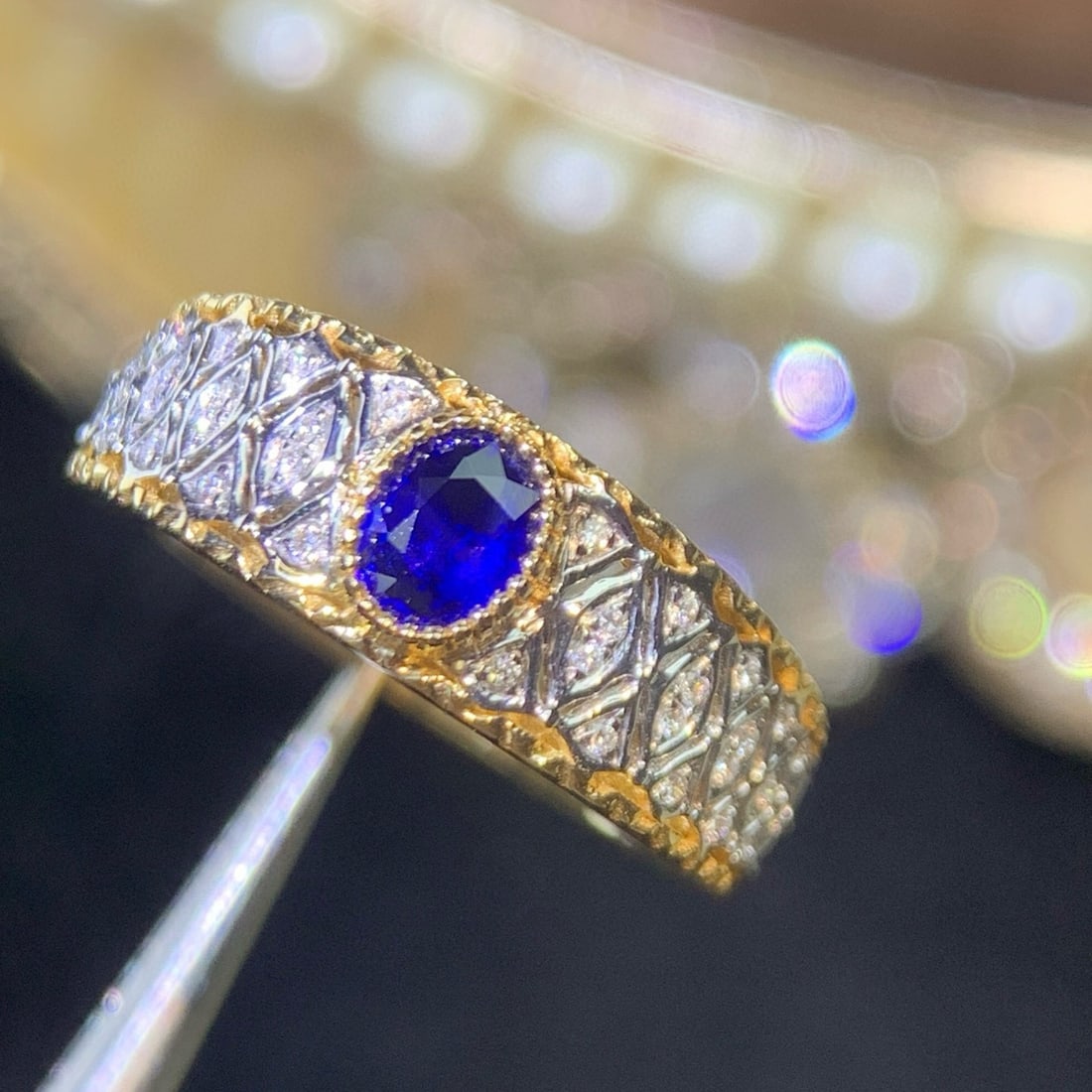 14k Gold 0.52 Ctw Natural Sapphire & Diamond Ring - 5
