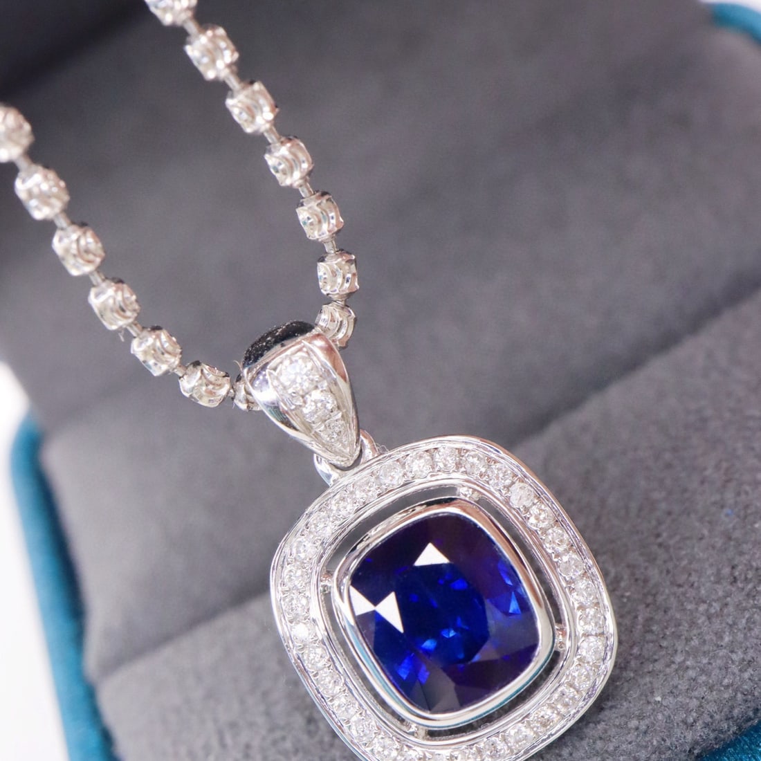 14k Gold 1.83 Ctw Natural Sapphire & Diamond Pendant( Without Chain ) - 2