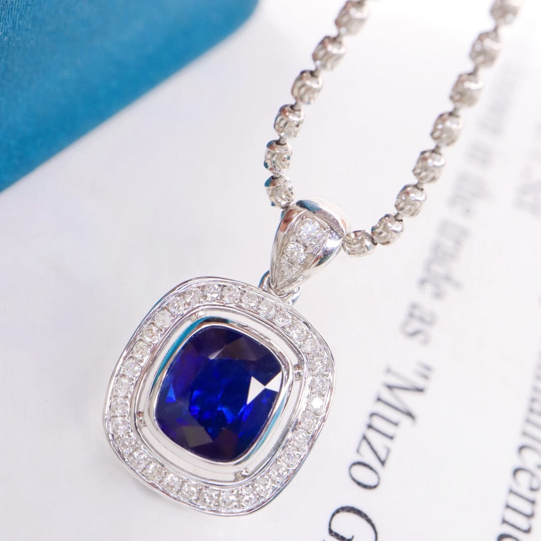 14k Gold 1.83 Ctw Natural Sapphire & Diamond Pendant( Without Chain ) - 3
