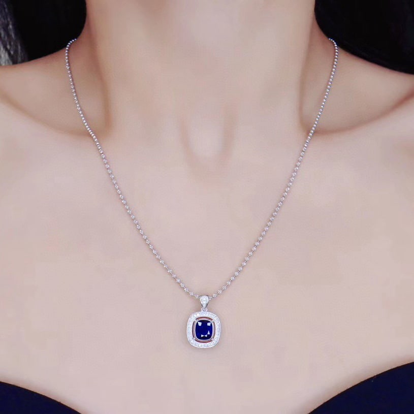 14k Gold 1.83 Ctw Natural Sapphire & Diamond Pendant( Without Chain ) - 4