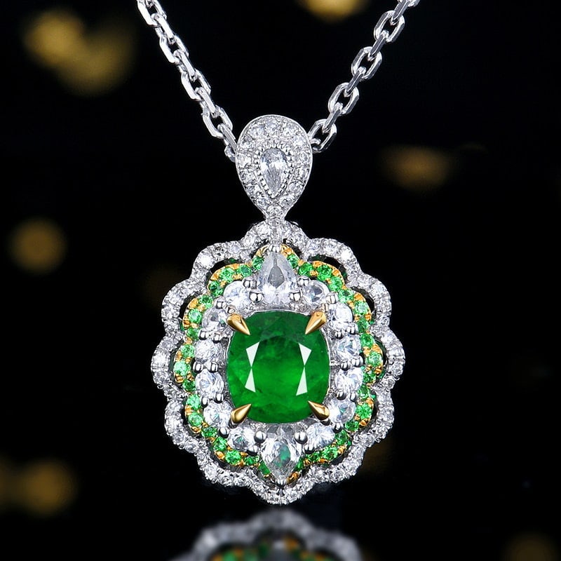 14k Gold 0.89 Ctw Natural Emerald & Diamond Ring - 2