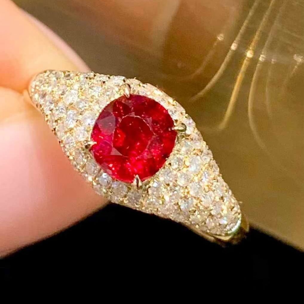 14k Gold 1.1 Ct Natural Ruby & Diamond Ring - 2