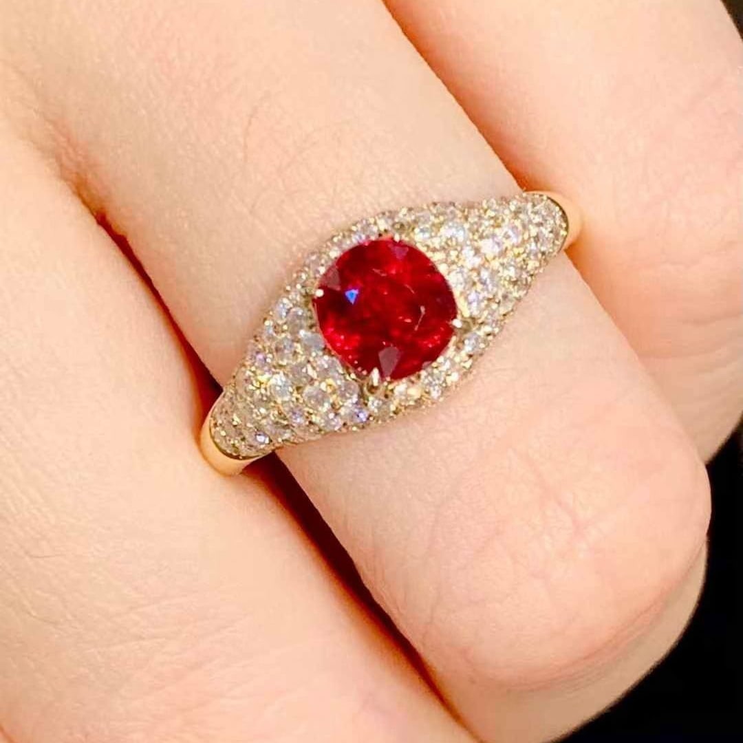 14k Gold 1.1 Ct Natural Ruby & Diamond Ring - 3