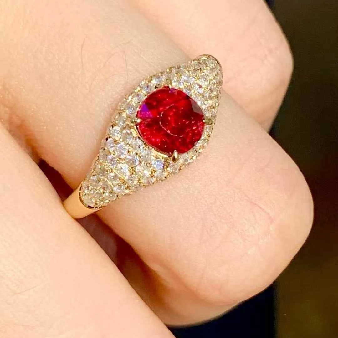 14k Gold 1.1 Ct Natural Ruby & Diamond Ring - 4