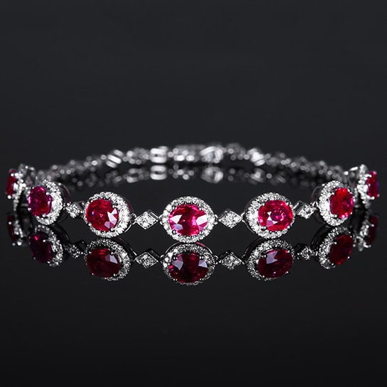 14k Gold 4.24 Ctw Natural Ruby & Diamond Bracelet (1 of 7)