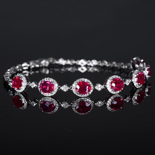 14k Gold 4.24 Ctw Natural Ruby & Diamond Bracelet - 3
