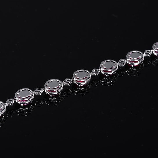 14k Gold 4.24 Ctw Natural Ruby & Diamond Bracelet - 4