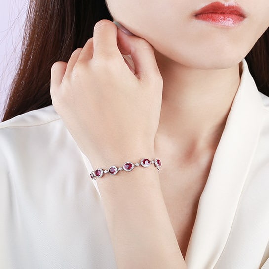 14k Gold 4.24 Ctw Natural Ruby & Diamond Bracelet - 6