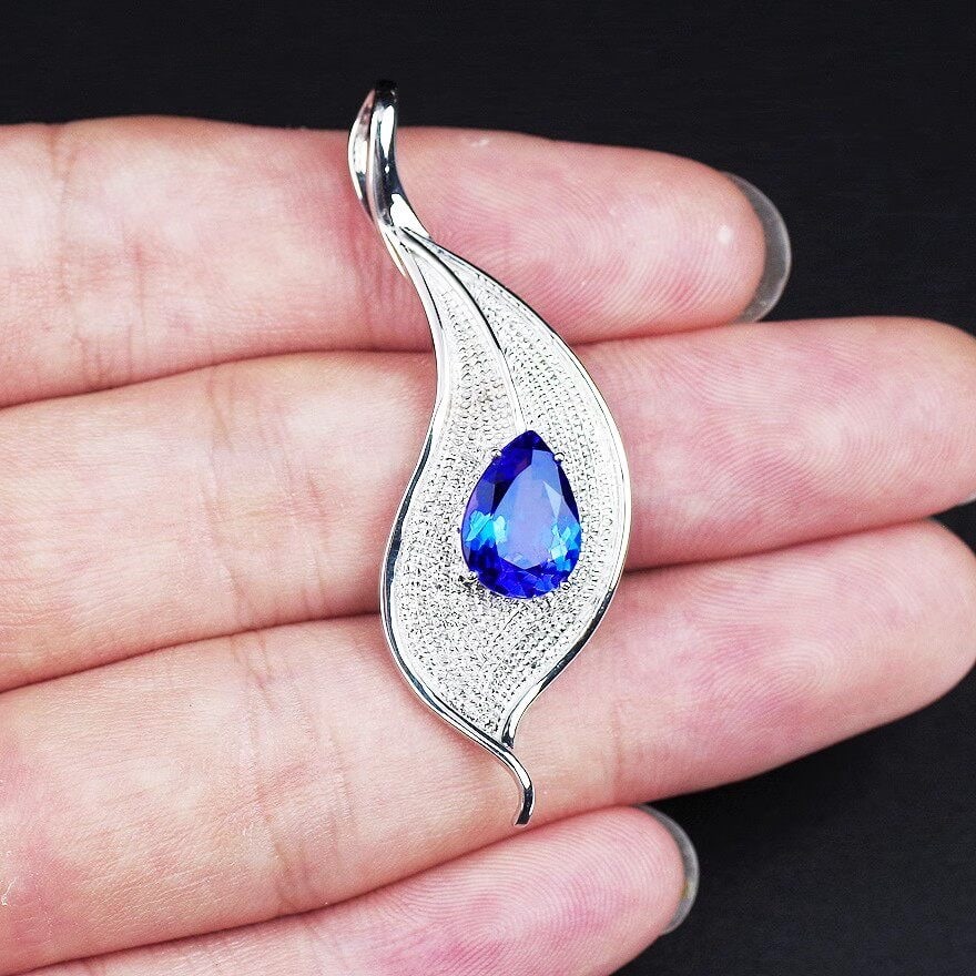 14k Gold 2.80 Ct Natural Tanzanite Pendant( Without Chain ) - 6