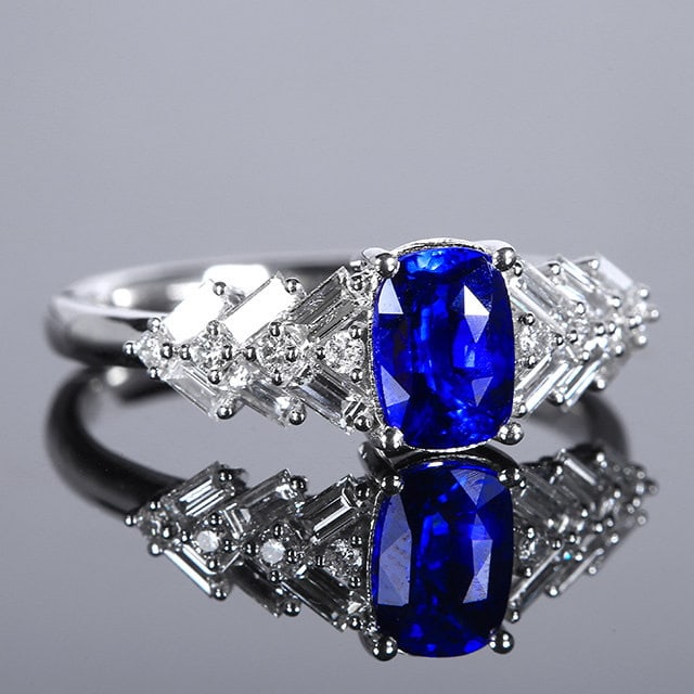 14k Gold 1.57 Ctw Natural Sapphire & Diamond Ring - 2