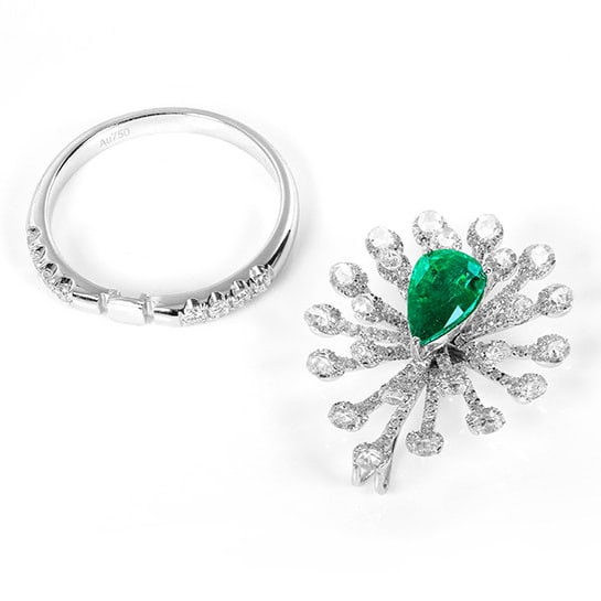 14k Gold 2.02 Ctw Natural Emerald & Diamond Ring/pendant( Without Chain ) - 5