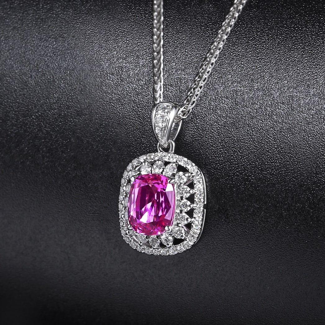 14k Gold 1.47 Ctw Natural Sapphire & Diamond Pendant( Without Chain ) - 2