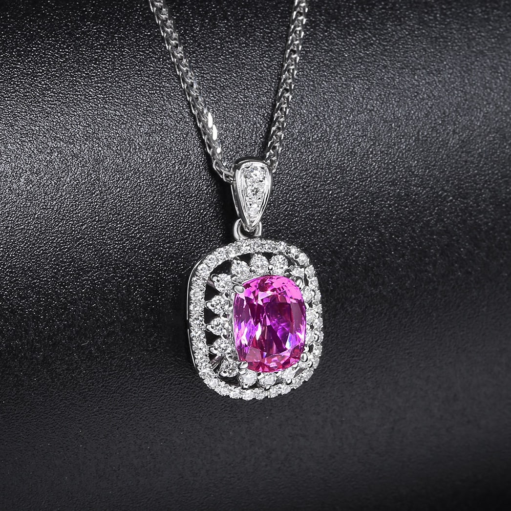 14k Gold 1.47 Ctw Natural Sapphire & Diamond Pendant( Without Chain ) - 3