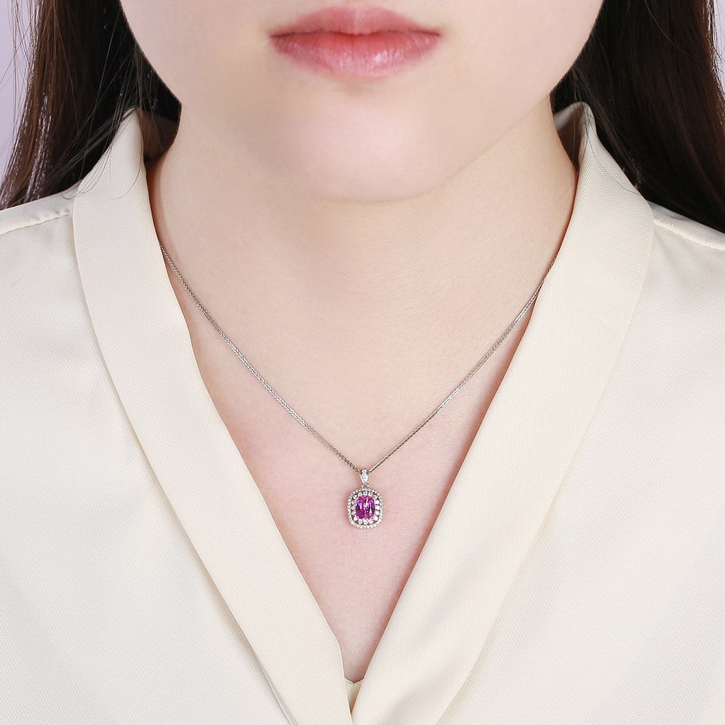 14k Gold 1.47 Ctw Natural Sapphire & Diamond Pendant( Without Chain ) - 5