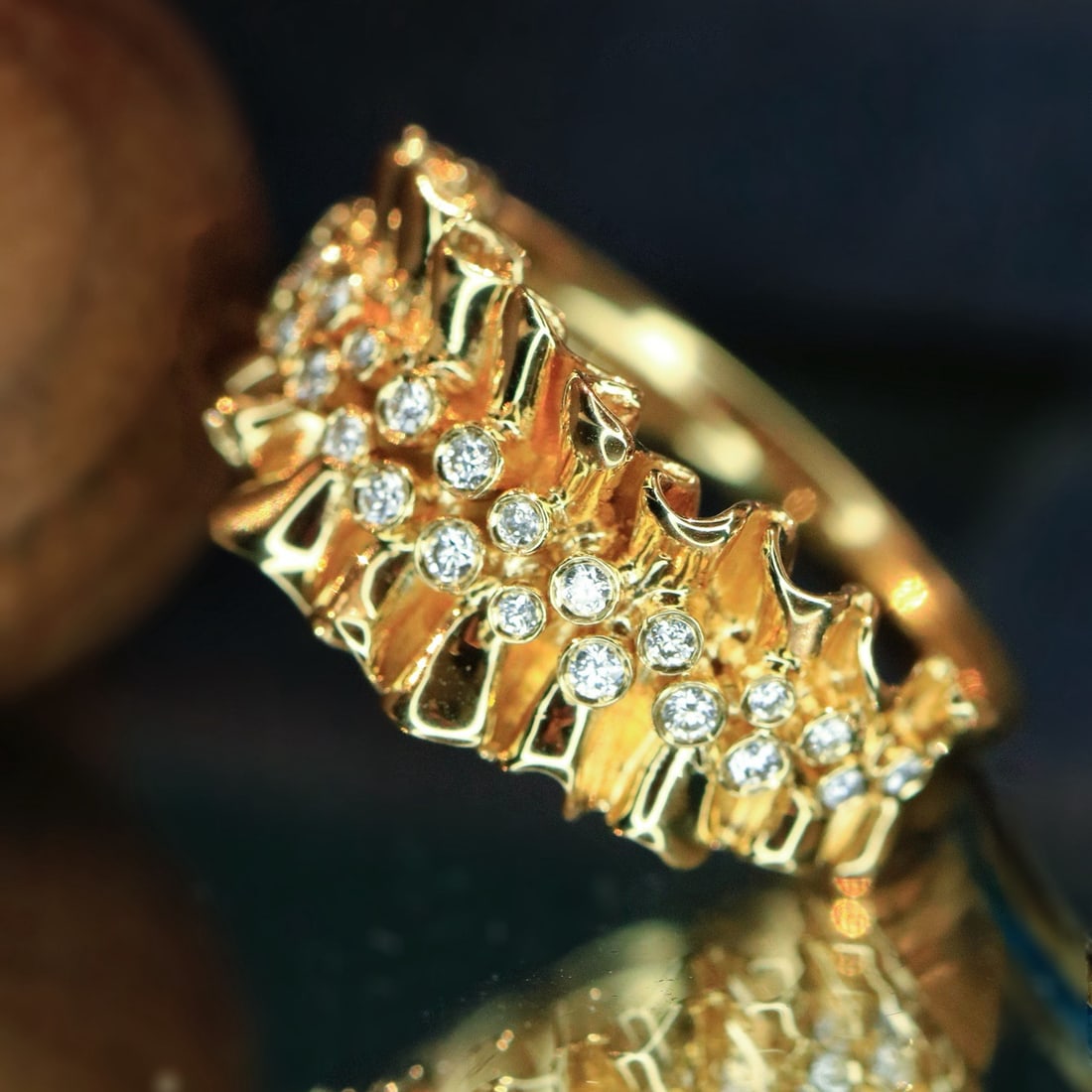 14k Gold 0.22 Ct Natural H Diamond Ring - 6