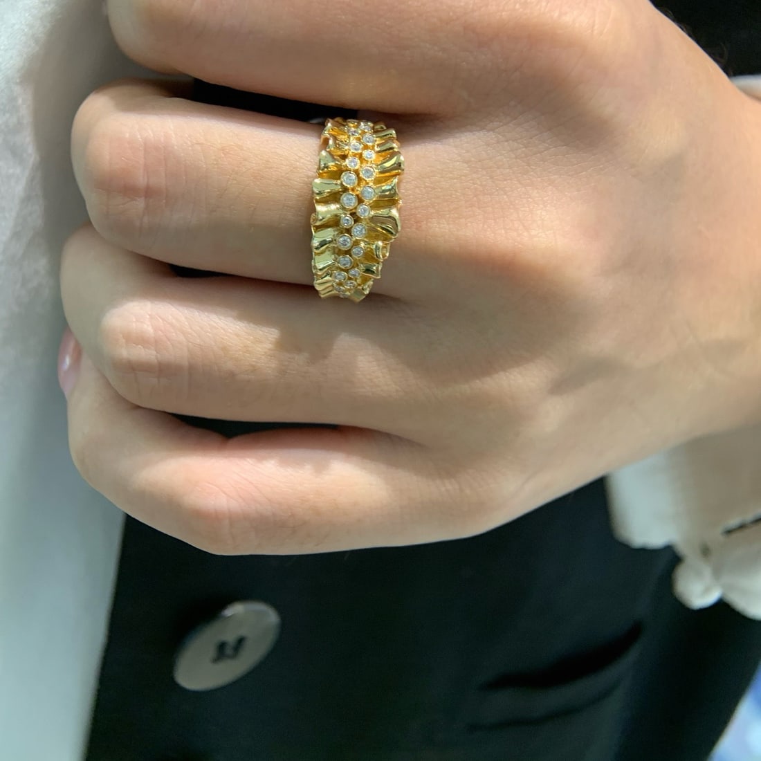 14k Gold 0.22 Ct Natural H Diamond Ring - 8