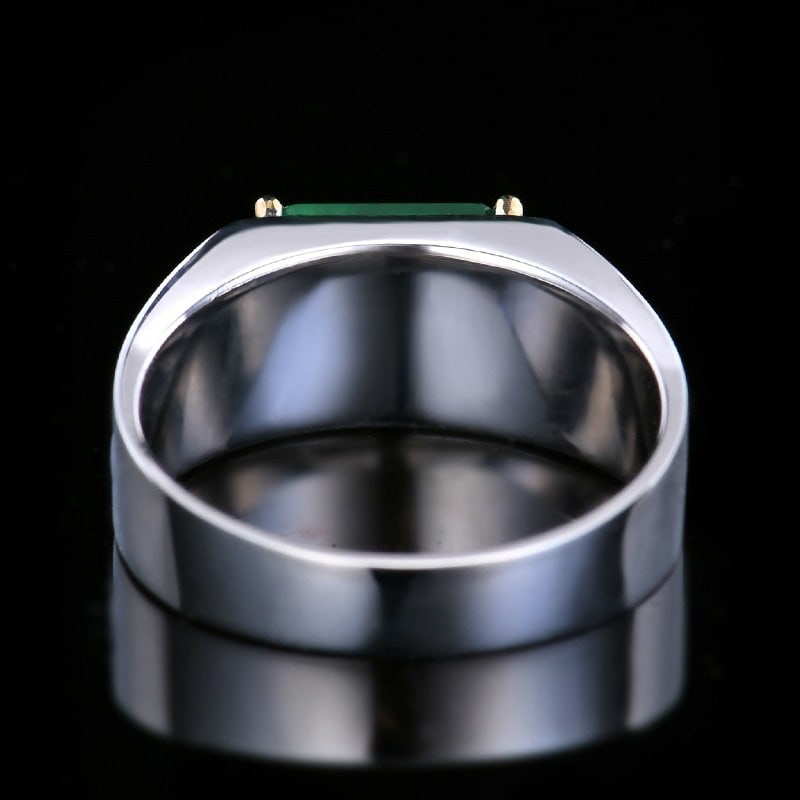 14k Gold 2.18 Ctw Vivid Green Natural Emerald & Diamond & Men¡¯s Ring - 6