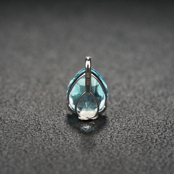 14k Gold 4.41 Ct Natural Aquamarine & Diamond Pendant( Without Chain ) - 5