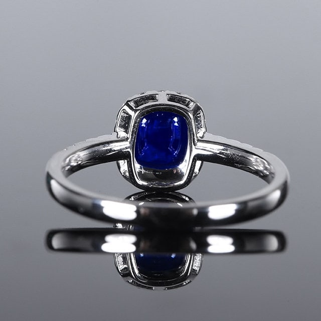 14k Gold 2.02 Ctw Vivid Blue Natural Sapphire & Diamond Ring - 4