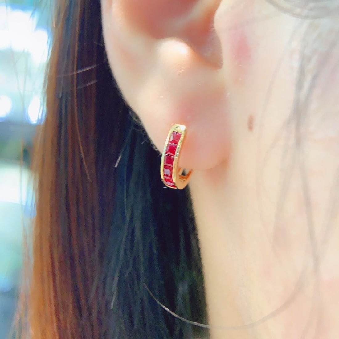 14k Gold 0.68 Ct Natural Ruby Earrings - 6