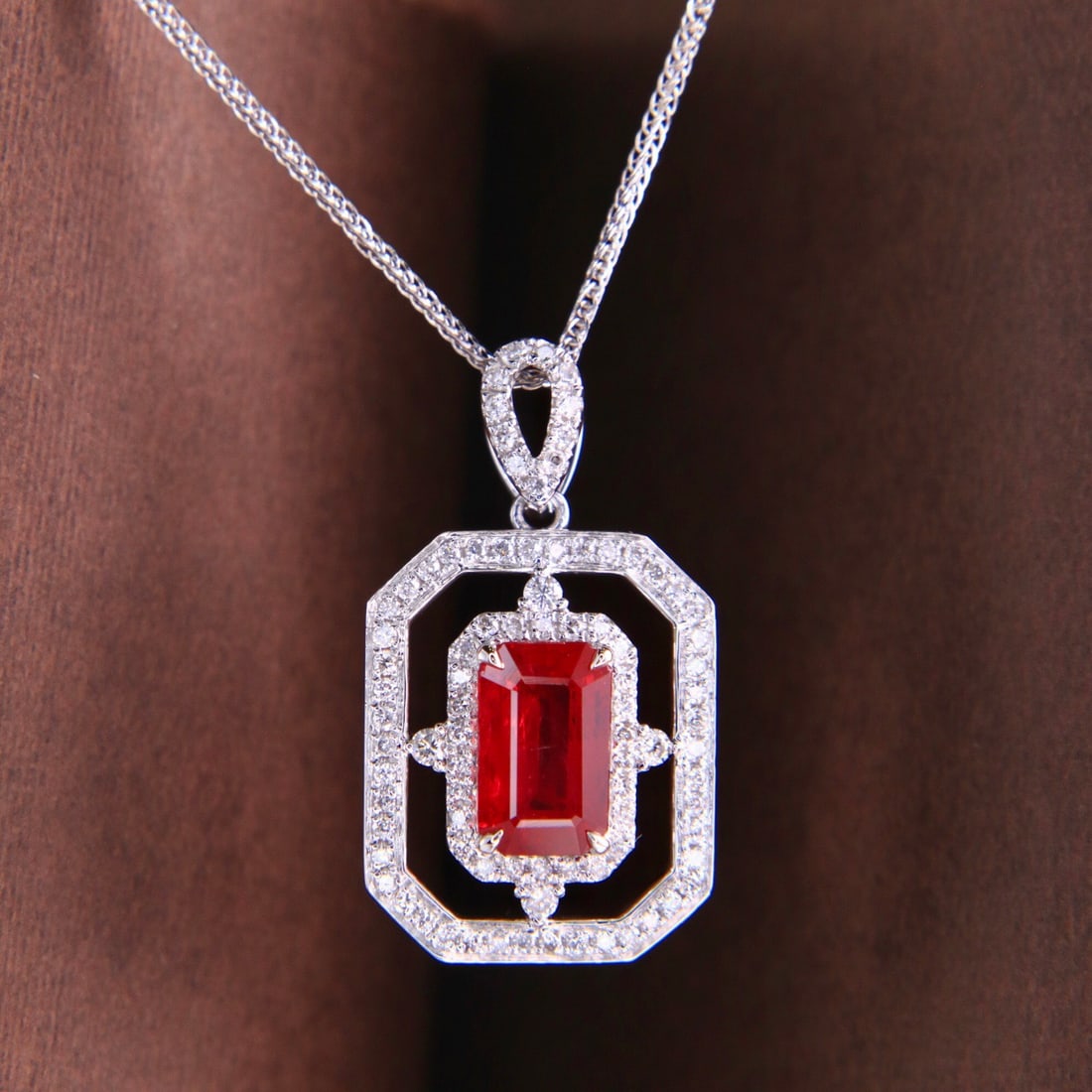 14k Gold 1.38 Ctw Vivid Red Natural Ruby & Diamond Necklace - 5