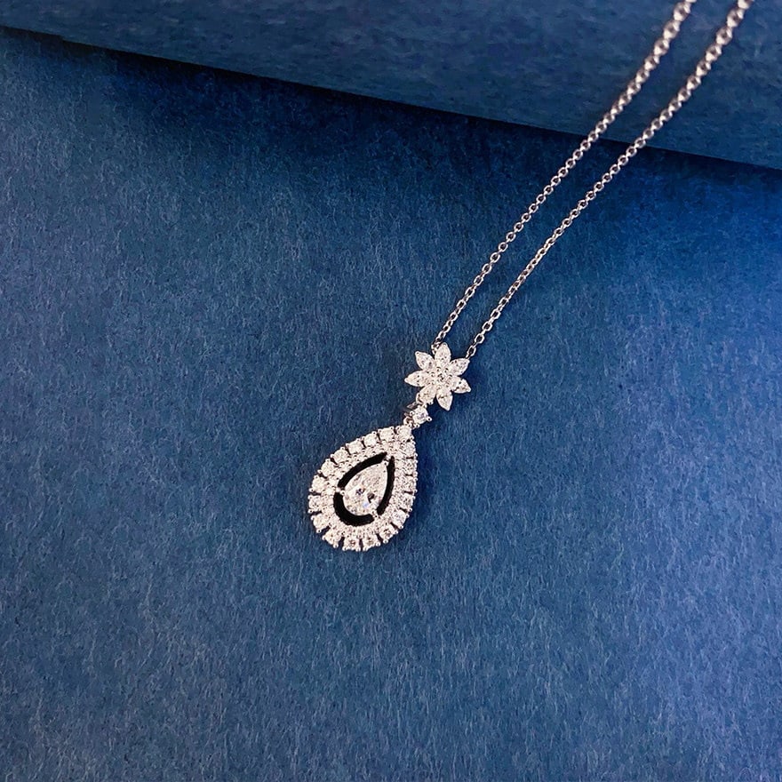 Gia Certified 14k Gold 0.3 Ct Natural F Vvs2 Pear Diamond Necklace - 4