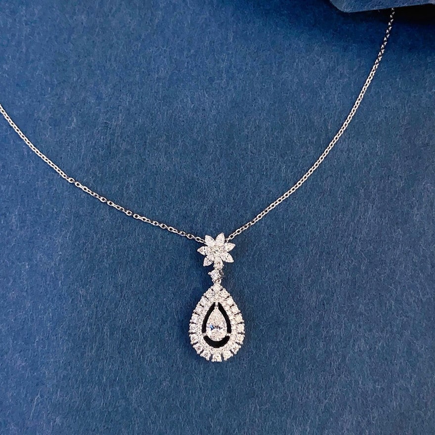 Gia Certified 14k Gold 0.3 Ct Natural F Vvs2 Pear Diamond Necklace - 5