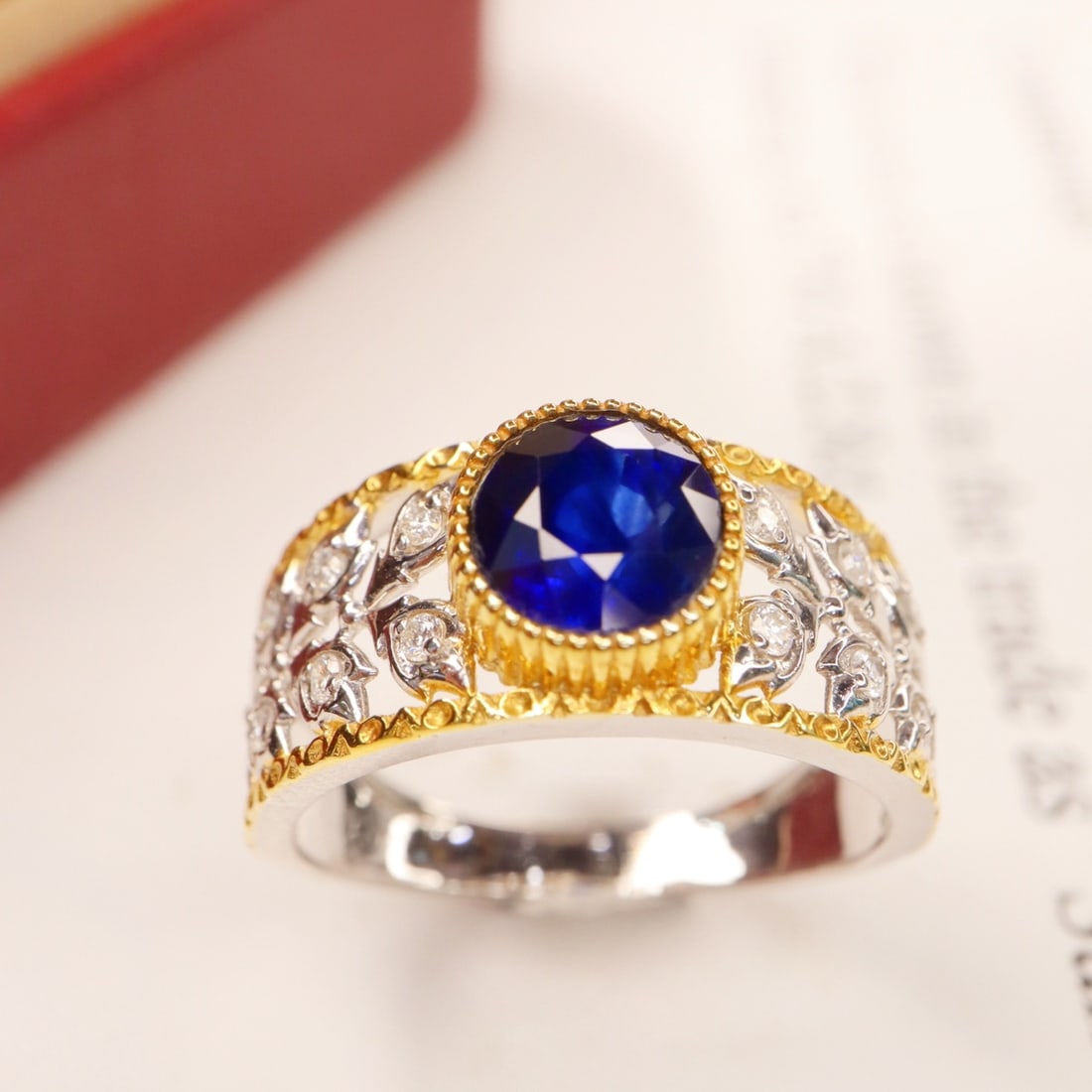 14k Gold 1.87 Ctw Natural Sapphire & Diamond Ring - 2