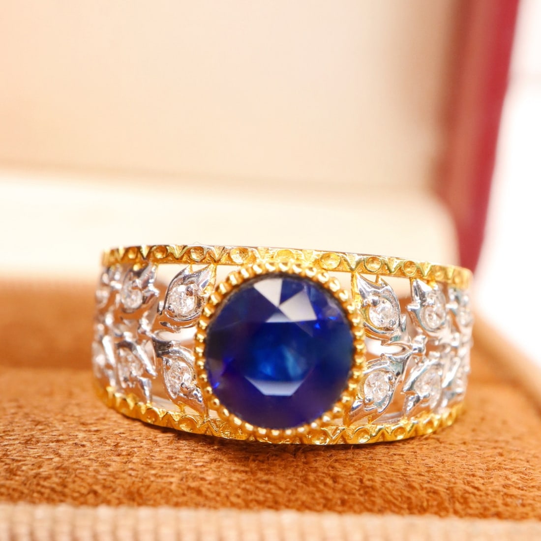 14k Gold 1.87 Ctw Natural Sapphire & Diamond Ring - 3