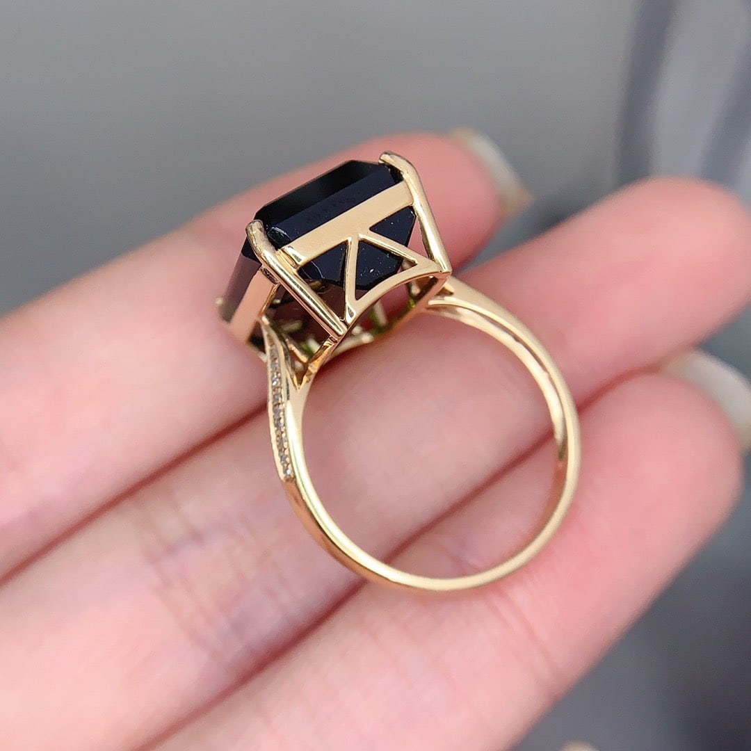 14k Gold 15.7 Ct Natural Tourmaline & Diamond Ring - 6