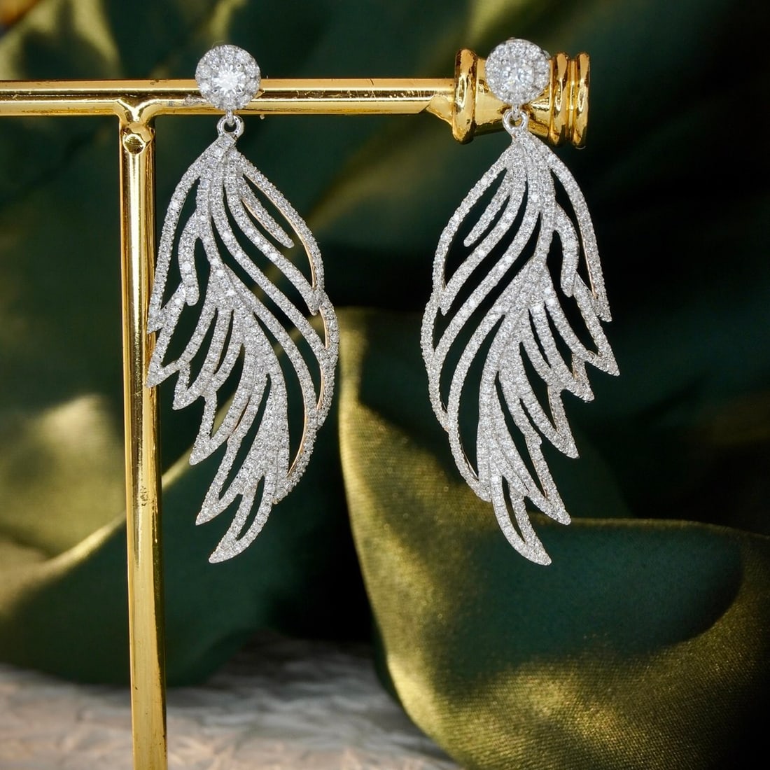 14k Gold 1.86 Ct Natural H Diamond Earrings - 5